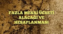 FAZLA MESAİ ÜCRETİ ALACAĞI VE  HESAPLANMASI