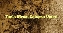 Fazla Mesai Çalışma Ücreti