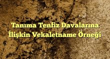 Tanıma Tenfiz Davalarına İlişkin Vekaletname Örneği