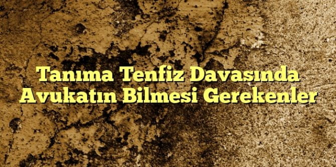 Tanıma Tenfiz Davasında Avukatın Bilmesi Gerekenler