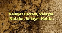 Velayet Davası Velayet Nafaka Velayet Hakkı